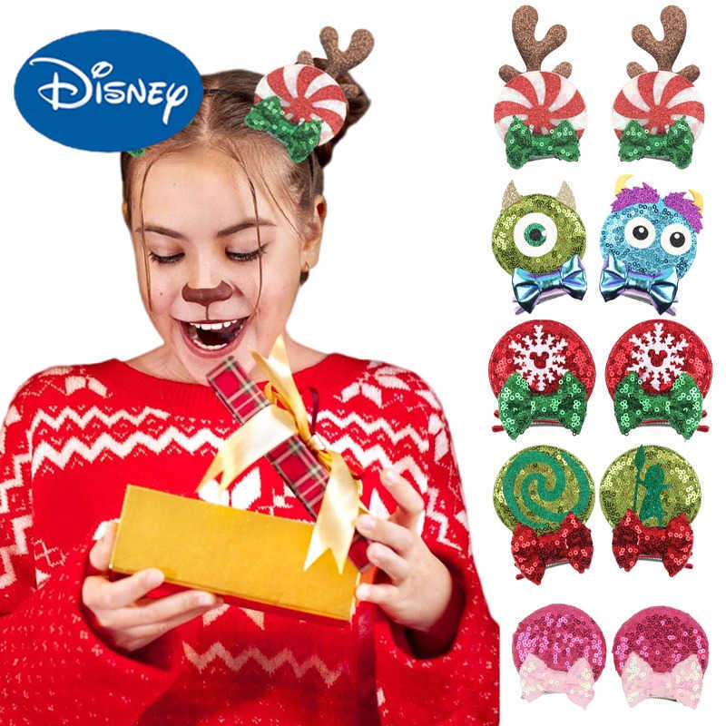 Disney Cute Mickey Christmas Mouse Ear Hair Clip for Kids - Sparkling Holiday Bow Accessory designer