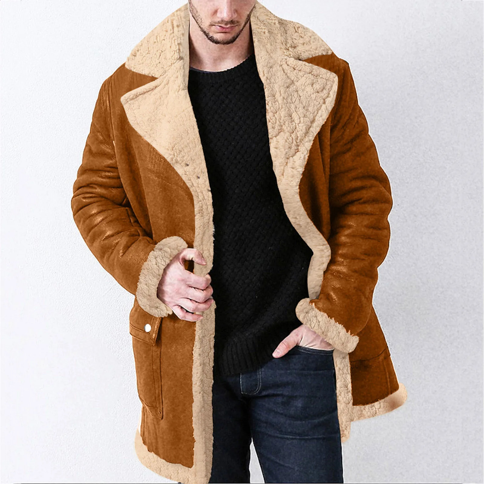 Winter Proof Men Plus Size Winter Zipper Lapel Long Sleeve Padded Leather Jacket Vintage Mens Faux Leather Hooded Coat 251023