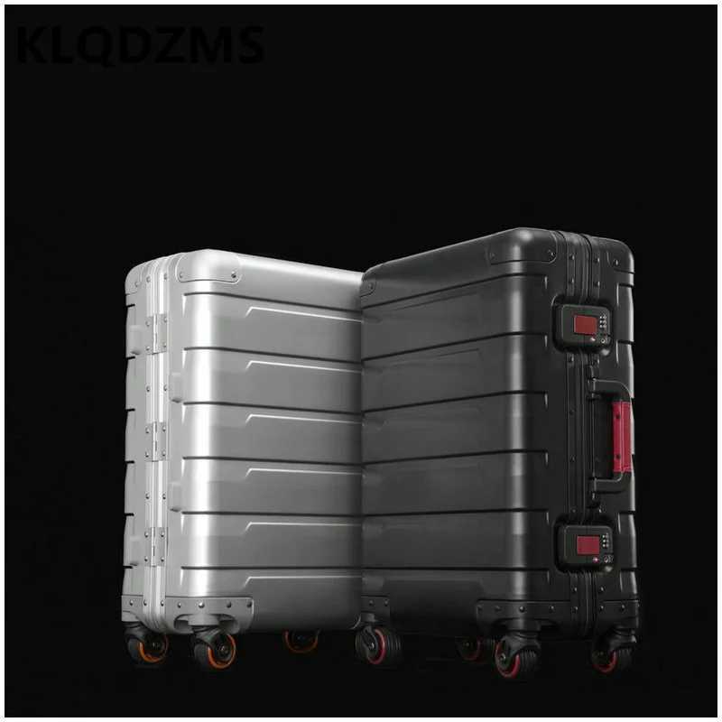KLQDZMS 2024Inch Cabin Suitcase Full Aluminum Magnesium Alloy Boarding Box Mens Business Trolley Case with Wheels LuggageW251024