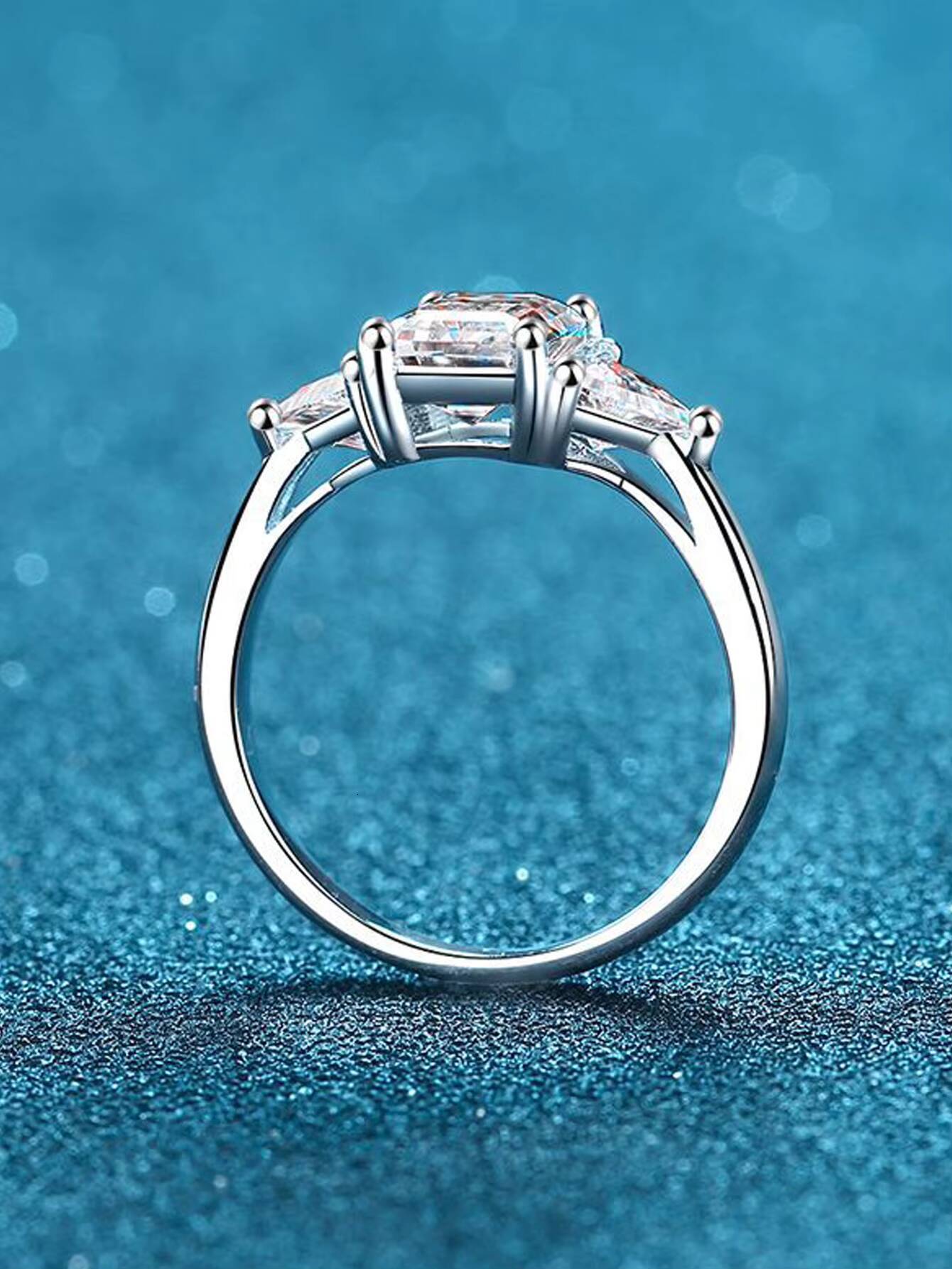 Luxury Vintage Sterling Silver Moissanite Wedding Ring Set Diamond Gold Plated Sterling Silver Moissanite Ring