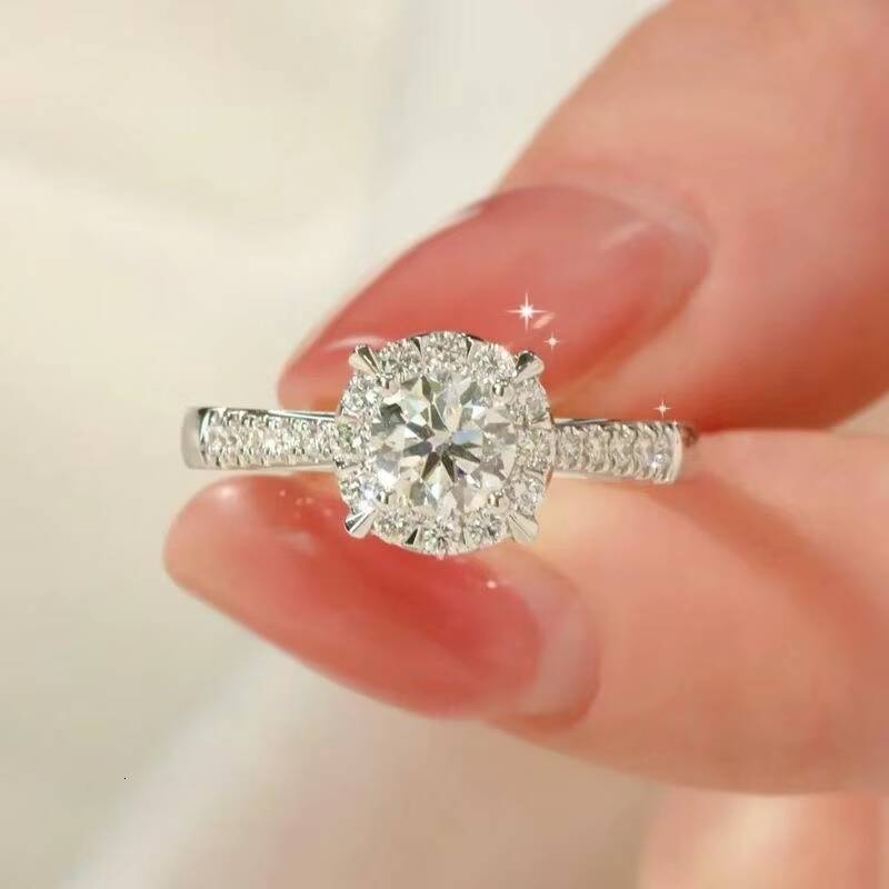 Fashion Ring 18k White Gold Plated 925 Silver Ring With Vvs1 Moissanite Diamond Custom Promise Rings for Women