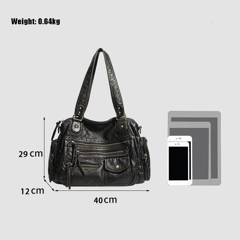 HAEX Womens Punk Biker Tote Bag Large Capacity PU Leather Crossbody Purse with Multi Pockets for Work Commute Moto Style 251023