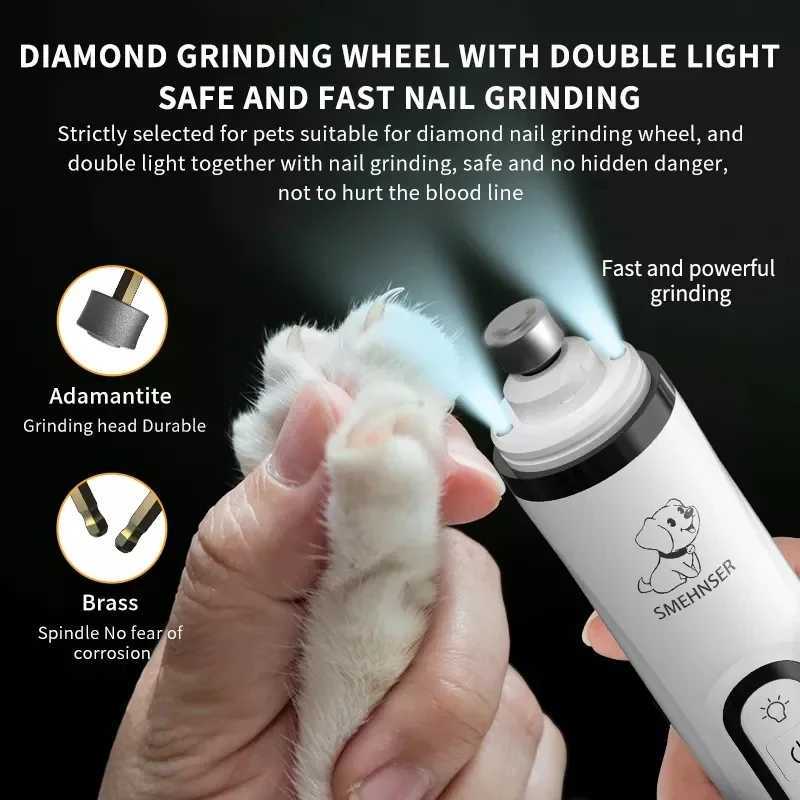Electric Pet Nail Grinder With LED Light Cat Dogs Nail Clippers USB Rechargeable Paws Nail Cutter Pet Grooming Trimmer Supplies Z20251024