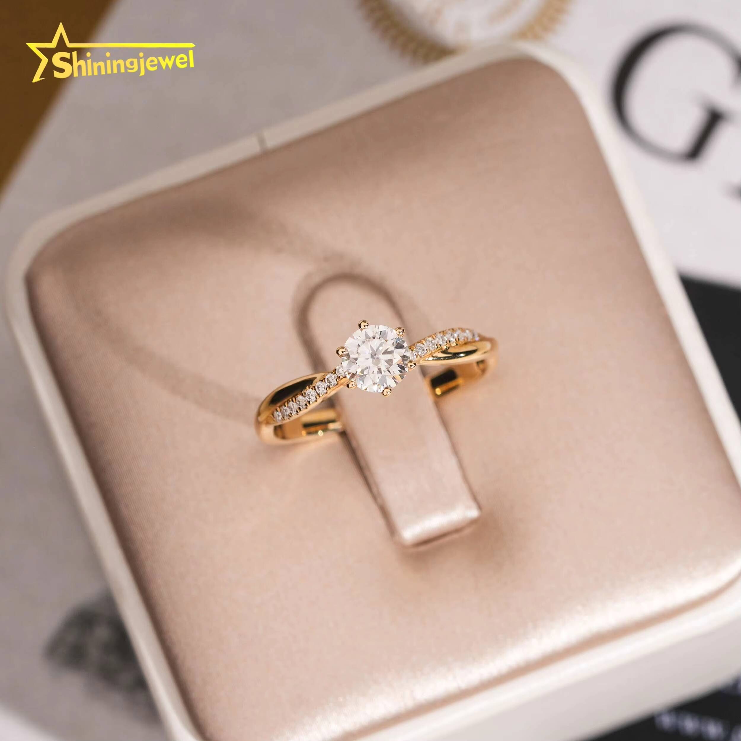 Fine Jewelry 14K Solid Gold D VVS Moissanite Ladies Ring High Quality Custom Moissanite Engagement Wedding Ring for Women