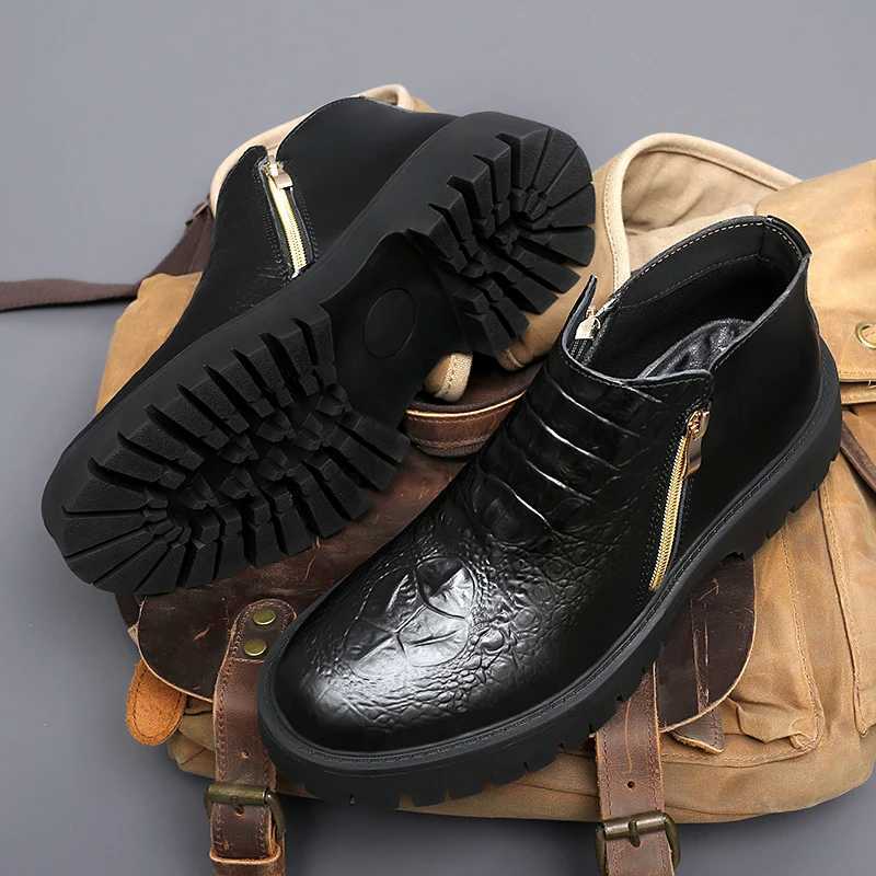 Fashion Mens Chelsea Boots Side Zipper Mid Top Leather Casual Shoes Vintage Style Male Ankle Boots Handmade Business Dress Botas W251024
