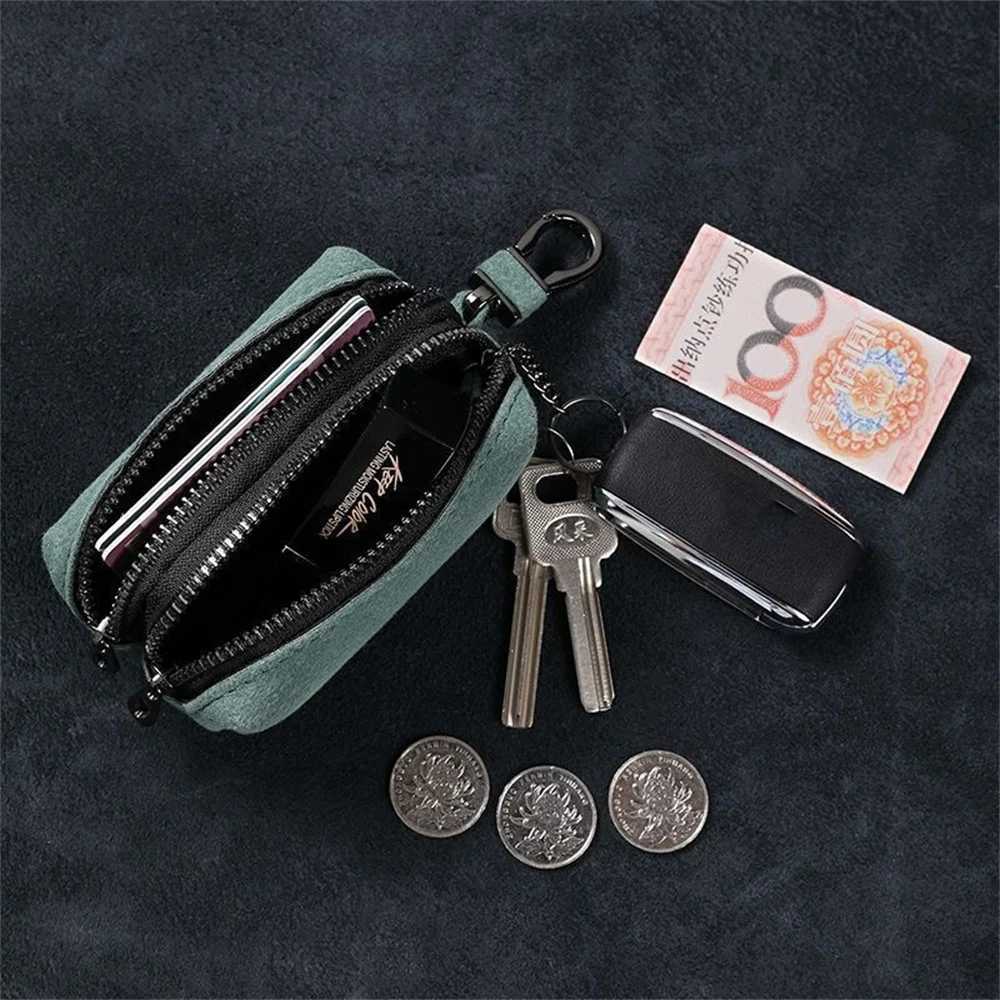 ISKYBOB Men Women Key Bag Zipper Car Keys Storage Holder High Quality Large Capacity Coin Purses Small Wallet With Keychains Z251023