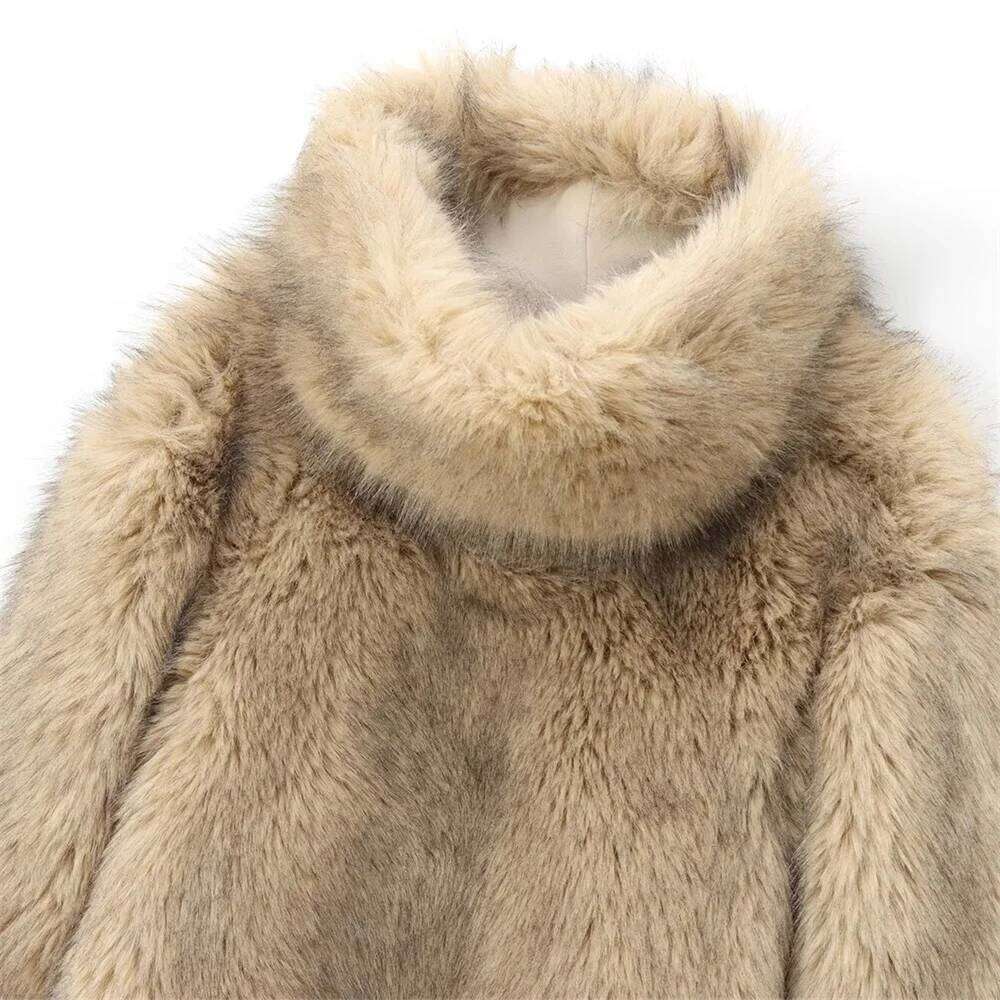 Women Rolled Edge Long Sleeved Minimalist Hoodie For Autumn And Winter New High Neck Fur Short Jacket hoodie