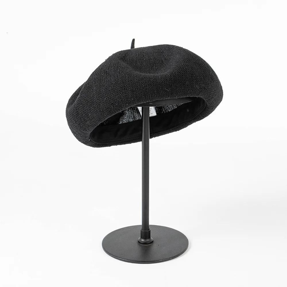 Spring Summer Big Size L Linen Beret French Women Fashion Casual Simple Knitted Breathable Painter Hat Mushroom Hat Trendy 251023