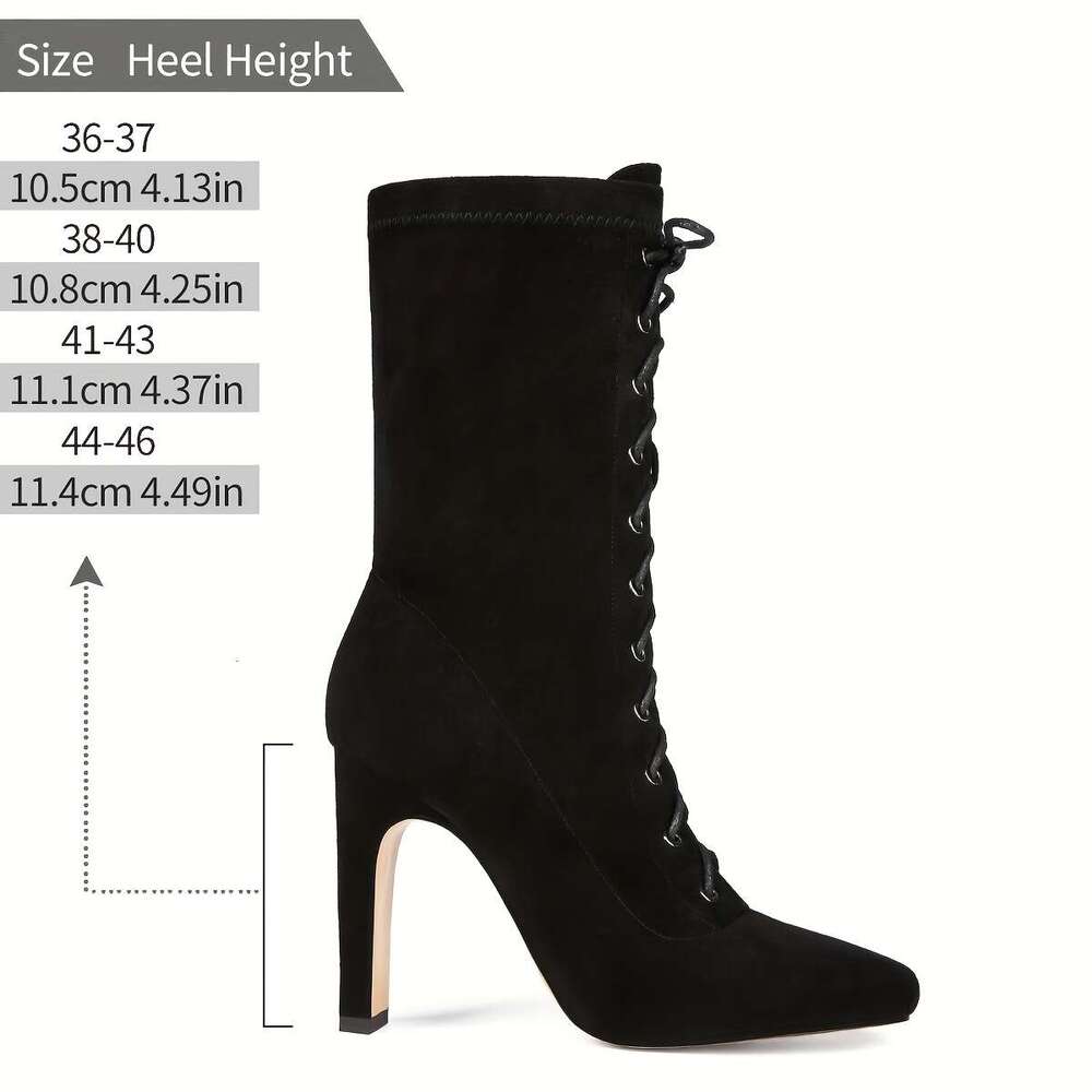 Women's Black Square Toe Platform Pumps - Adjustable Lace-Up Ankle Strap, French Block Heel, Fabric Upper Rubber Sole For All-Season Formal & Cas