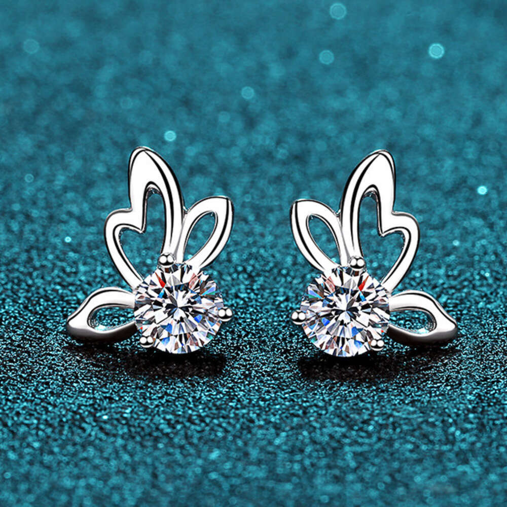 DHCollections-- 2020 New Pure Sier for Women Four-Prong 1 Moissanite Butterfly Versatile Earrings