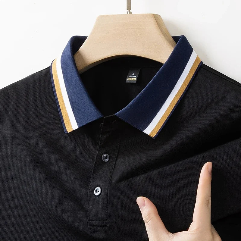 Mens Business Casual Short Sleeved Shirt Solid Color Polo Shirt Fashionable Breathable Comfortable Versatile Top 251020