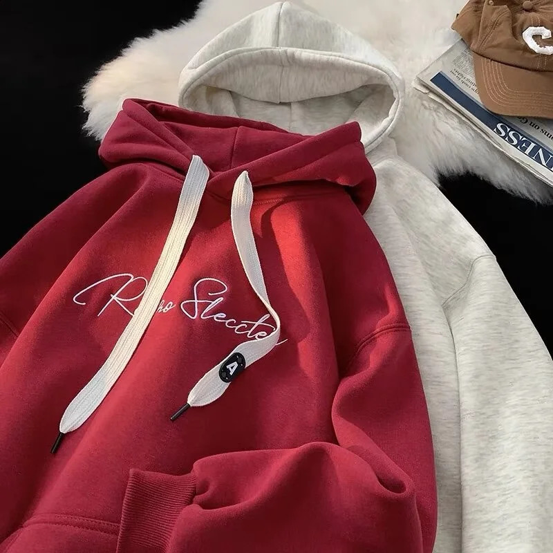 Men Hoodie Letter Printed Long Sleeve Autumn Sweatshirts Goth Fashion Y2K Vintage Hoodies Streetwear Fleece Pullover Hoody 251018