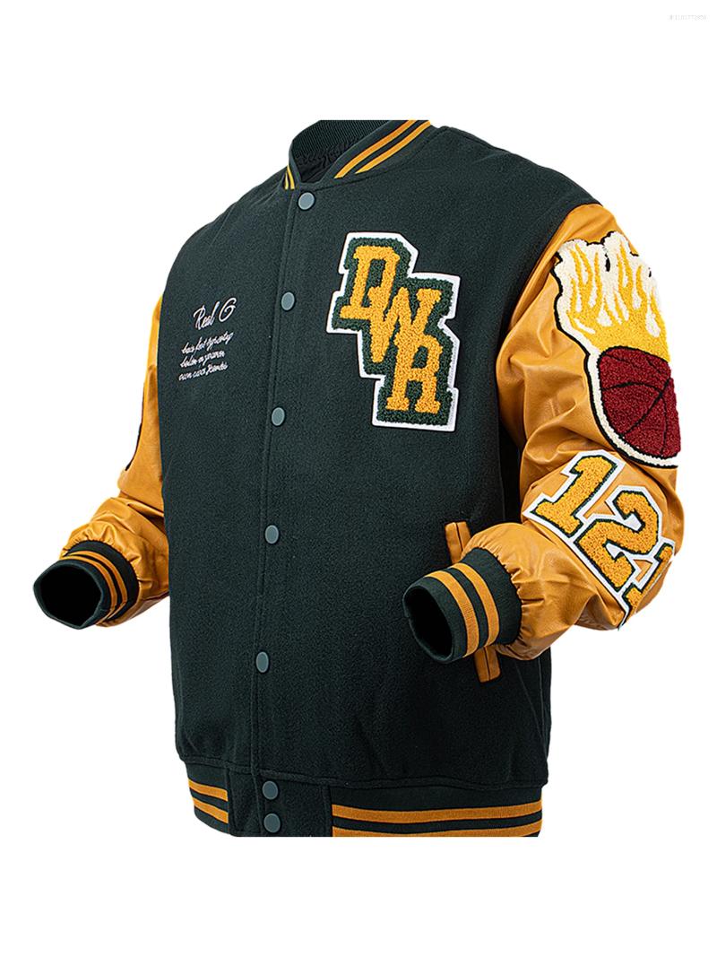 Men's Jackets Mens Casual Jacket Bomber Embroidered Varsity Windbreaker BomberStyle Flaming Basketball Color Block Outwear