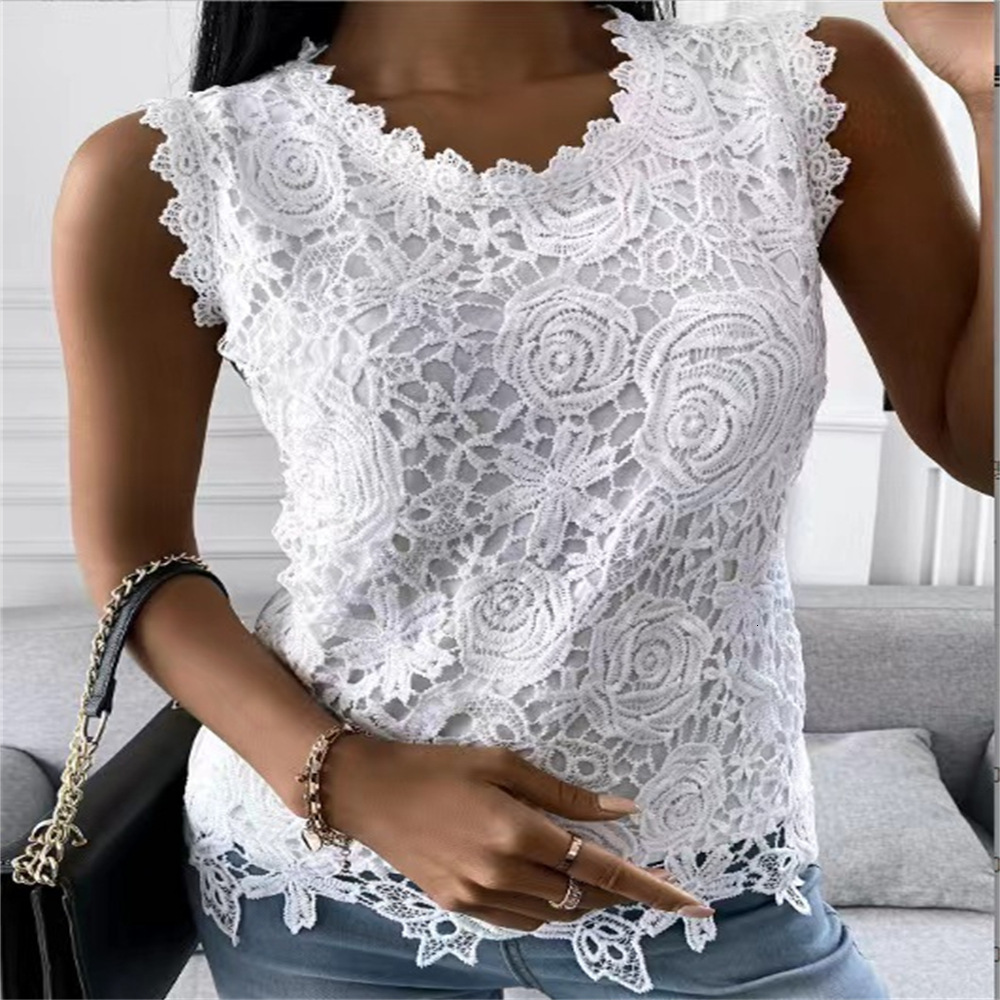 Women's Clothing 2025 Summer New Top Vest Lace Blouse