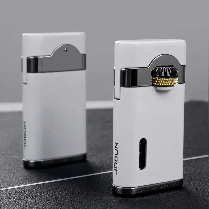 2025 JOBON Mechanical Metal Butane Gas Lighter Outdoor Windproof Gear Linkage Ignition Blue Flame Torch Portable Cigar Lighter1 D251024
