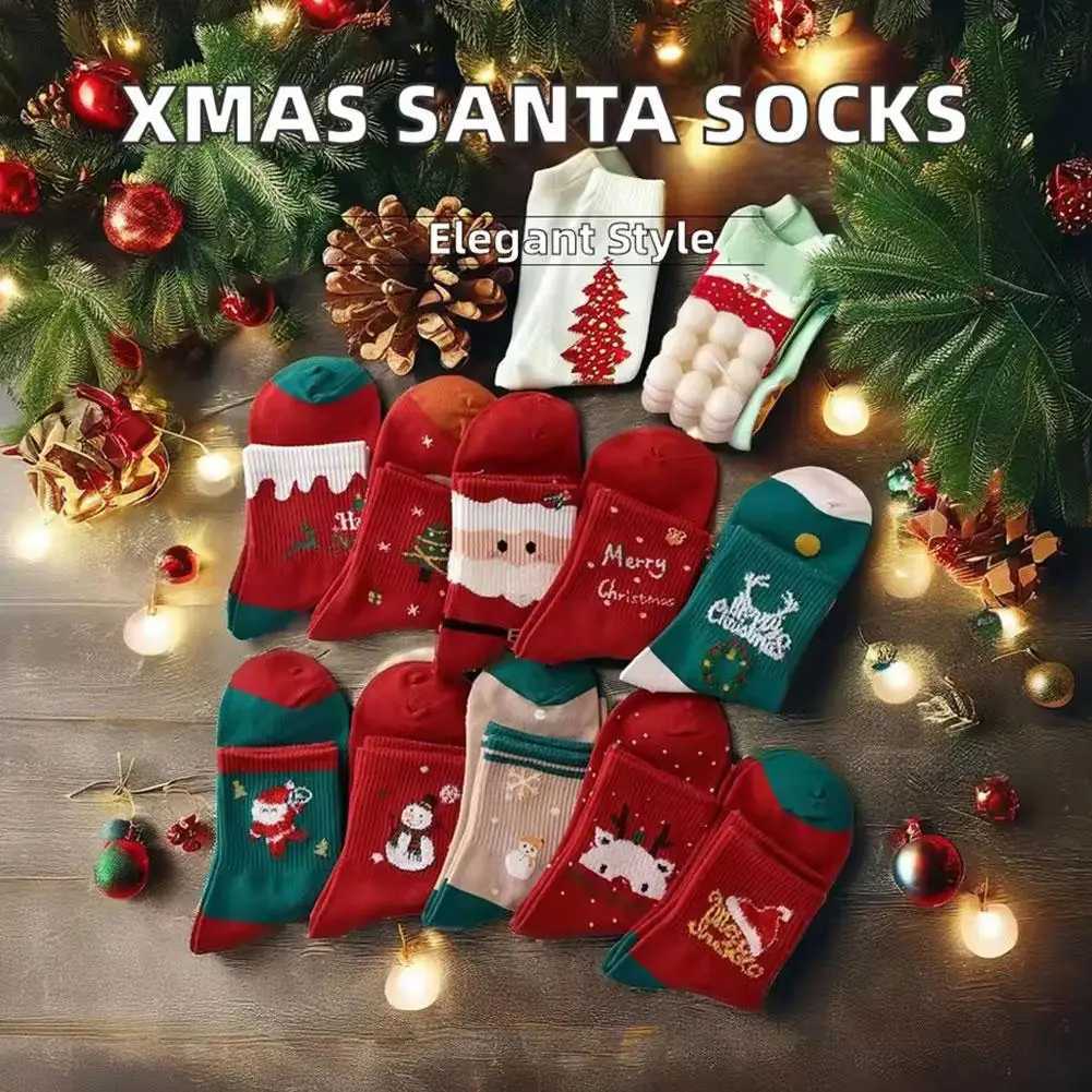 Christmas Cartoon Socks Winter Warm Soft Skin Friendly Elastic Sole Unisex Holiday Gift for Couples Family Home Indoor Outdoor J251024
