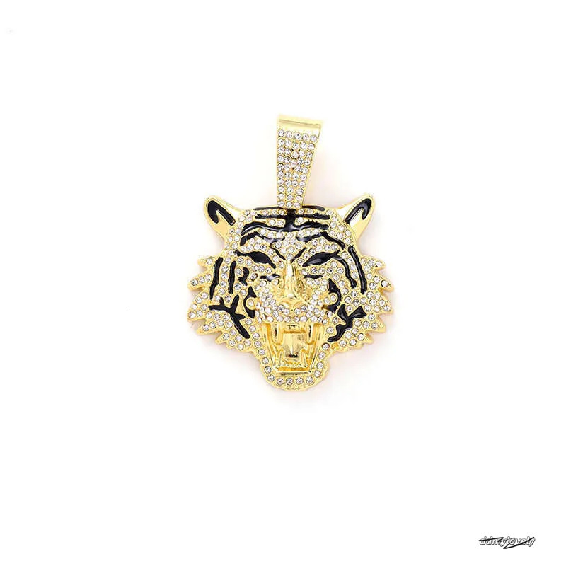 Men's Hip-Hop Tiger Pendant Necklace: Alloy Cuban Chain With 3D Full Dia Style Ddmylovely