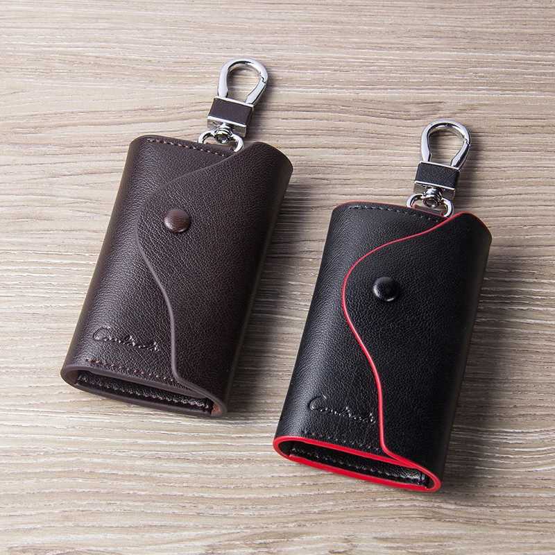 CONTACTS Mens Genuine Leather Key Wallets Fashion Housekeeper Key Holders Male Keychain Casual Key Case For Men Key Rings Z251023