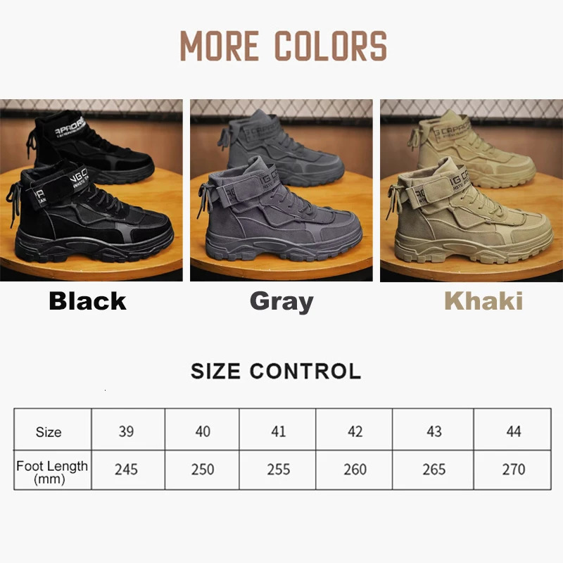 Oulylan Men Tactical Combat Boots Men Thick Sole Ankle Boots Outdoor Hiking Shoes Light Nonslip Men Desert Working Footwear 251021