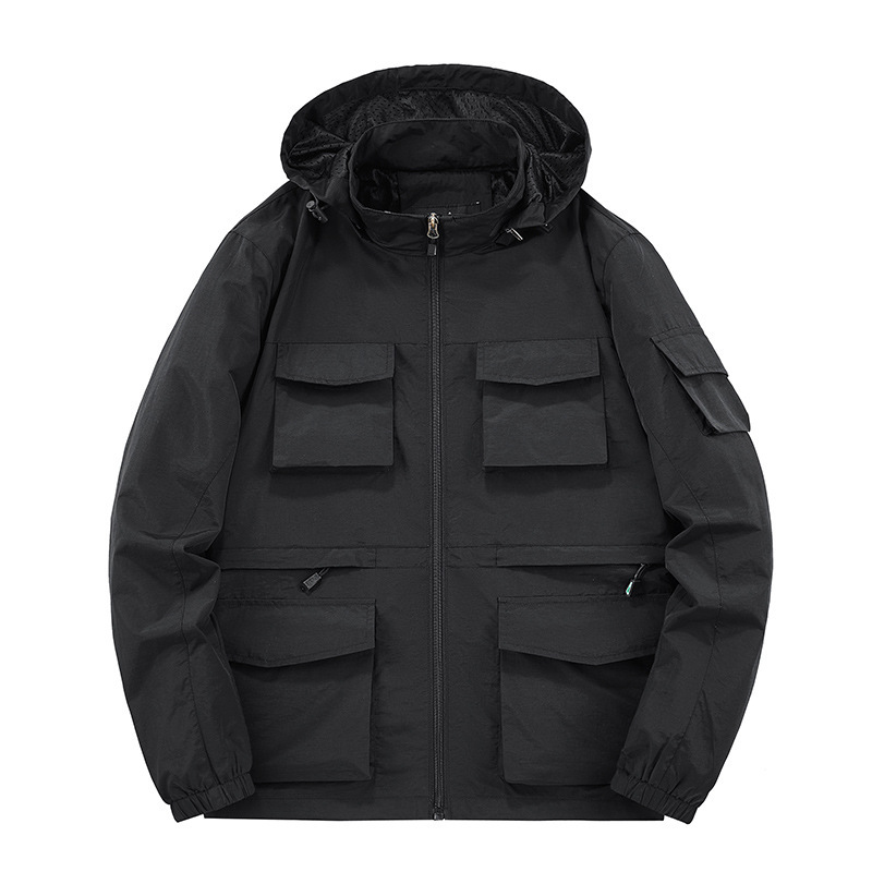 Men's Multi-pocket Jacket With Hood, Designer Hoodie Jacket Tracksuit Men Polo Veste Coat Casual Windproof And Waterproof Outdoor Jacket