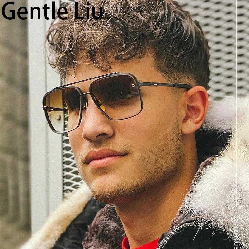 Oversized Square Rimless Sunglasses Men 2024 Luxury Brand Designer Vintage Frameless Sun Glasses for Male Retro Eyewear ShadesT251024