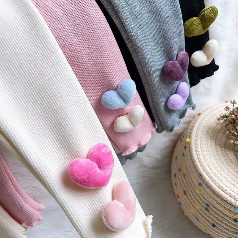 16Y Fleece Lined Leggings for Girls Winter Warm Bear Patch Elastic Pants Soft Kids Trousers Teenage Girls ClothingT251024