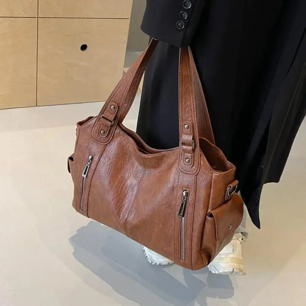 Soft Interior Compartment Shoulder Bags 2025 High Quality Contrasting Colors Bags for Women Fashion Zipper Pu Womens Handbags 251023