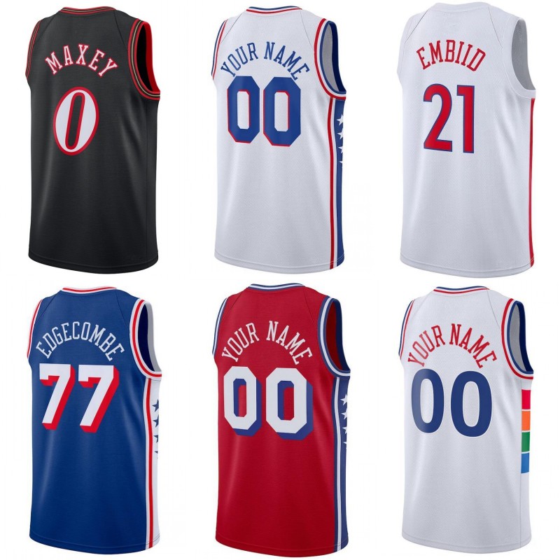 Custom Print VJ Edgecombe Basketball Jersey Hot Pressing Jared McCain Bona Council IV Drummond Embiid George Grimes Maxey Oubre Jr. Reese Harden Simmons Shirt