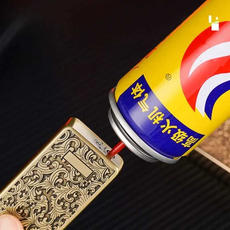 Metal Plating 3D Relief Inflatable Lighter One click Ejection Grinding Wheel Ignition Butane Gas Lighter Smoking Gifts For Men D251024