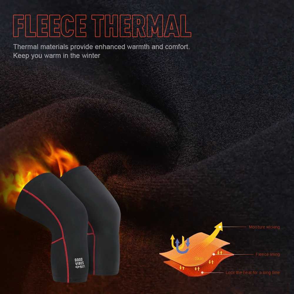 Santic Cycling Knee Pads Winter Thermal Fleece Windproof Knee Sleeve Outdoor Sports Leg Warmers MTB Bike Bicycle Protective GearW251024