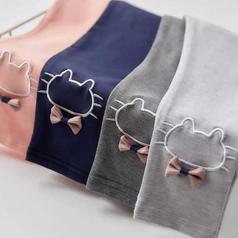 Kids Cats Bow Leggings 27T Girls Cartoon Cropped Pants Children Outwear Thin Style Trousers SkinnyPantsT251024
