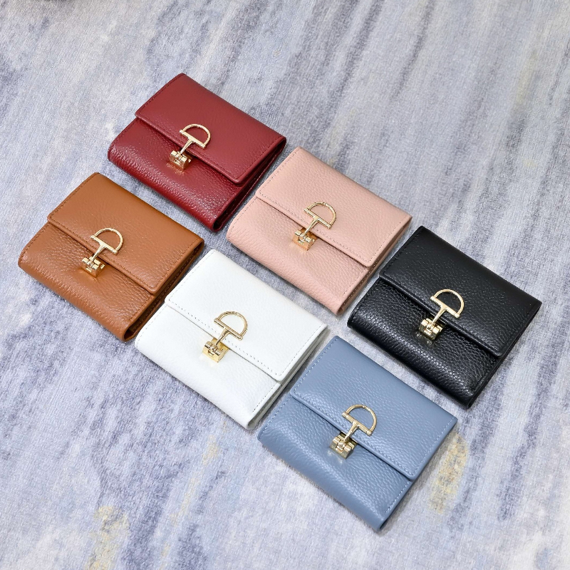 Genuine Leather Short Wallets Triple Fold Wallets Credit Card Holders Billfold Money Zipper Pocket Luxury Designer Womens Wallet Coin Purses Gold Hardware 3426