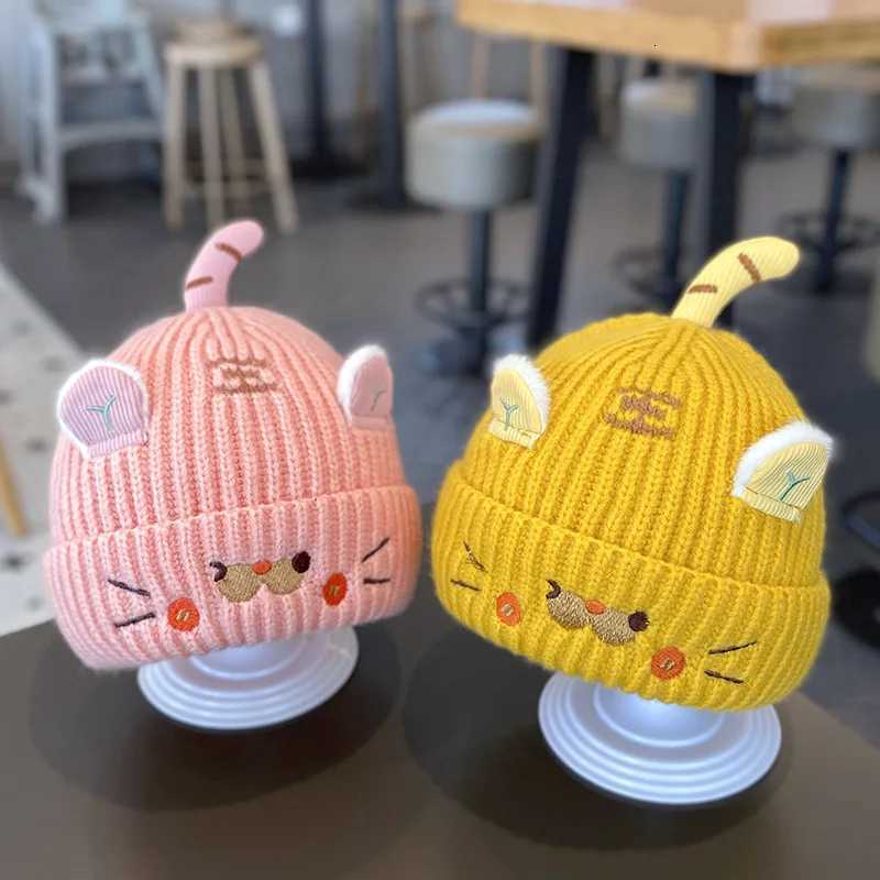 Baby Knitted Hat Cartoon Tiger Super Cute Sweet Kids Crochet Beanie 012Month Boys Girls Winter Warm Woolen Toddler Pullover CapL251024