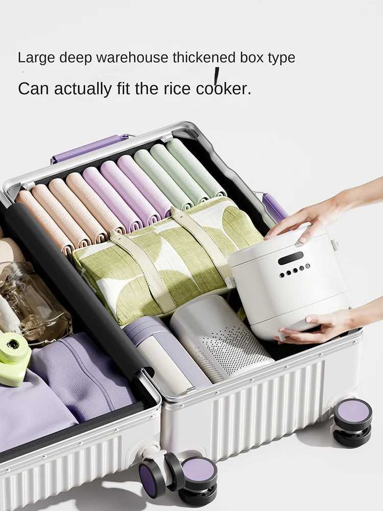 283032 inch Travel Suitcases Large Capacity New Strong and Durable Thickened PC Aluminium Frame Trolley Suitcase 20 CarrierW251024