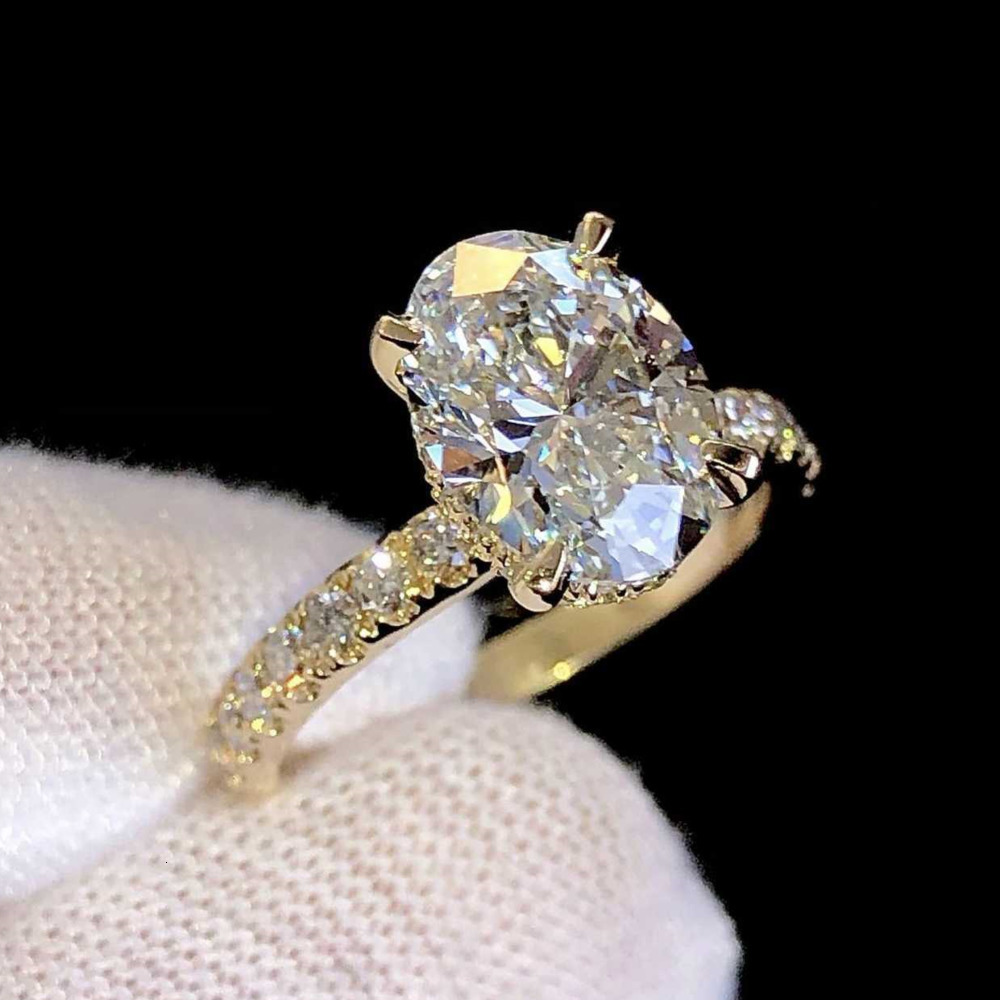 Wedding Rings Real Gold 9K 14K S Sier Women Wedding Set Oval Cut Diamond Engagement Rings Moissanite Gift AA