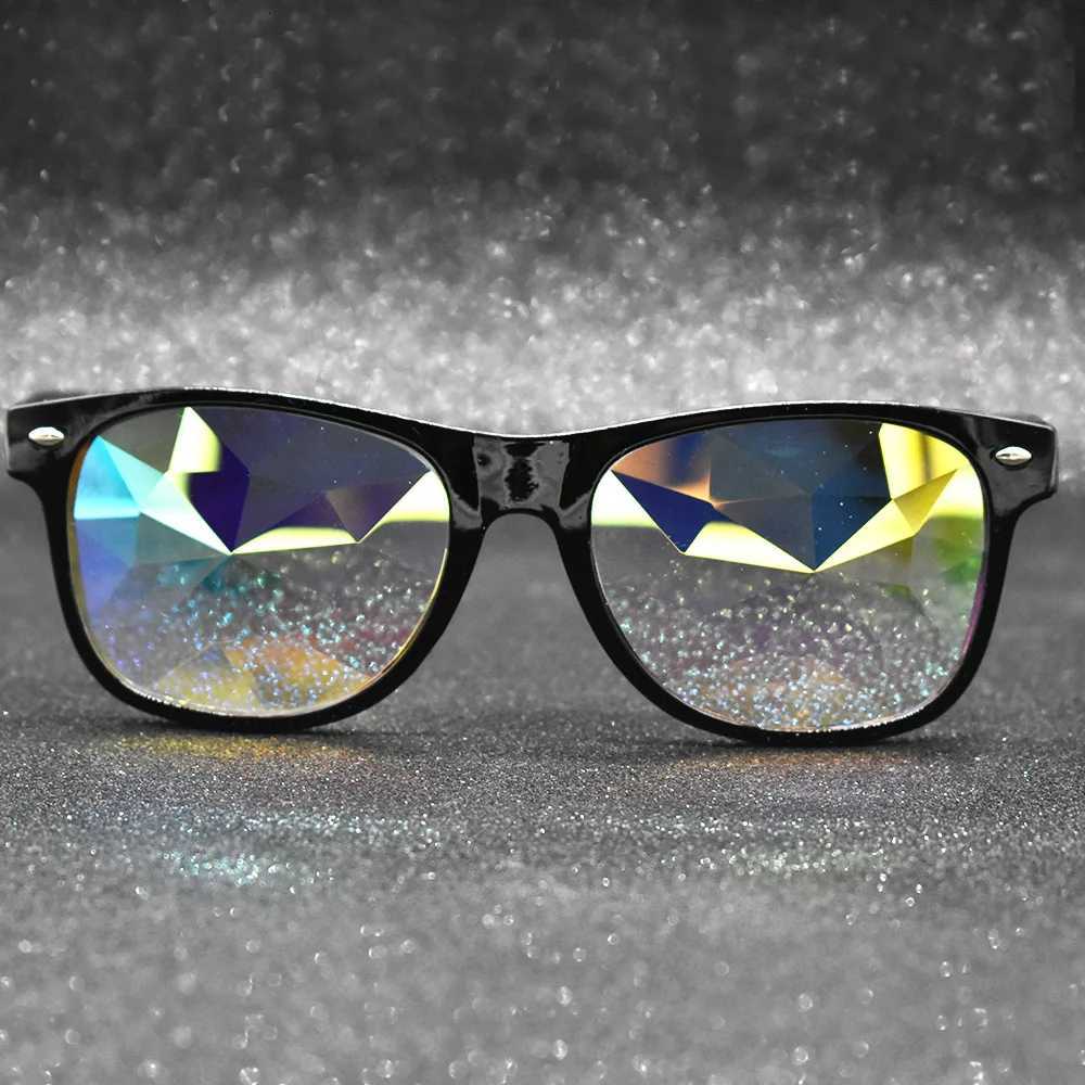 Trendy Square Party Sunglasses Women Men Fashion EDM Light Diffraction Futuristic Rave Festival Sun Glasses Psychedelic PrismT251024