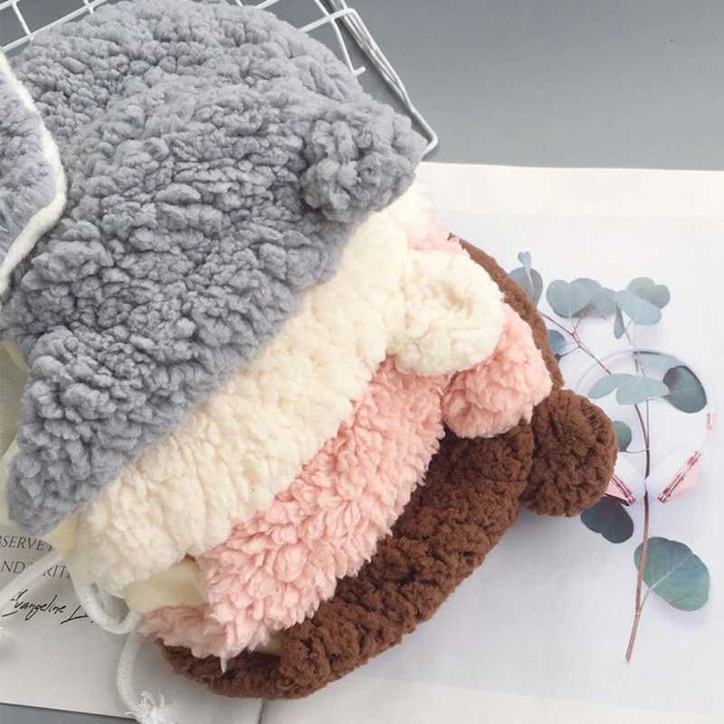 Lamb Fleece Baby Ear Protection Hat Cute Bear Kids Earmuffs Cap 312M Infant Winter Warm Headgear Bonnet Cartoon Plush BeaniesL251024