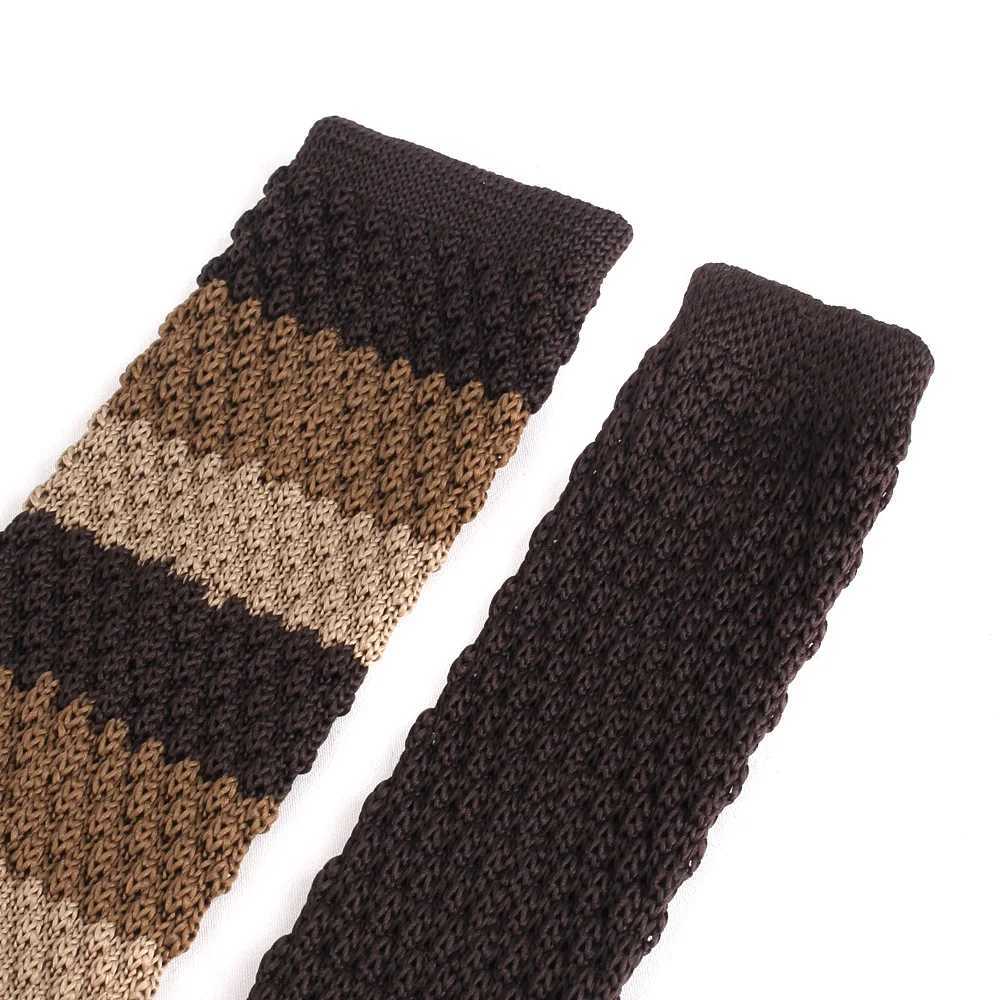 Striped Knit Ties For Men Wen Skinny Neckties For Wedding Knitted Grosmen Neck Tie Brown Color Stripe Ties Gifts Y251024