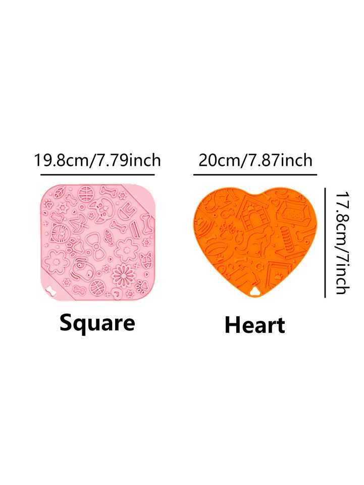 Square and heartshaped dog and cat licking pads silicone slow food pads with suction cups can relieve anxiety in dog licking Y251023