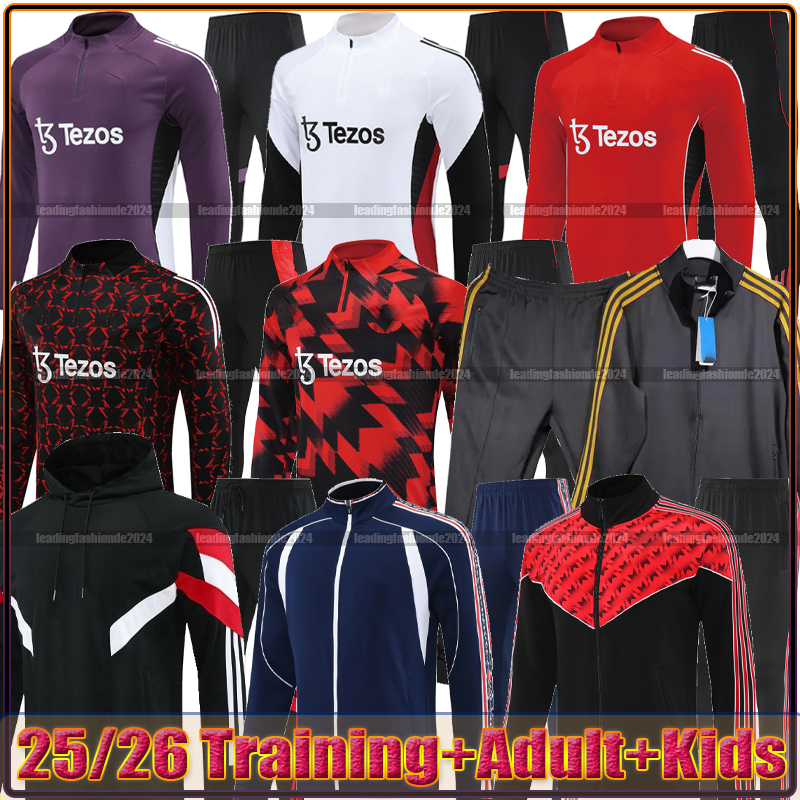 24 25 26soccer tracksuits men football training suit MARTINEZ CUNHA United train AMAD GARNACHO MAINOO tuta jacket kit men and kids survetement