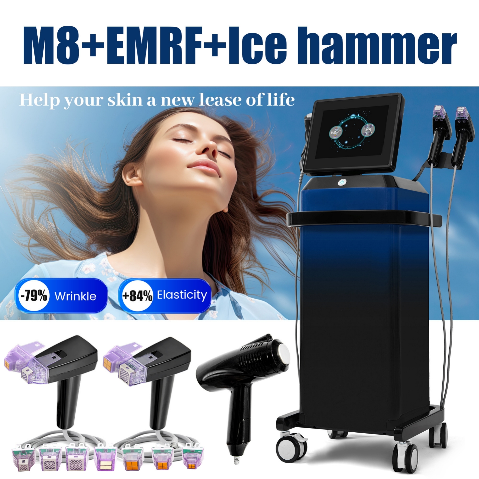 Professional Gold Radio Frequency Microneedle Instrument Shrinks Pores, Fades Acne Marks, Improves Skin Quality, and Tightens and Lifts Beauty Equipme