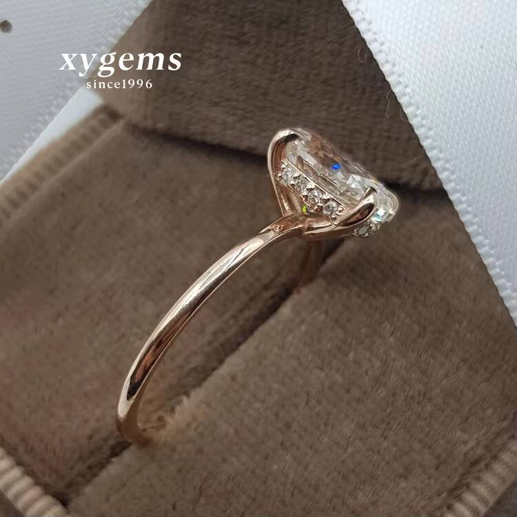 14k18k Genuine Rose Gold Oval Shaped Moissanite Engagement Ring