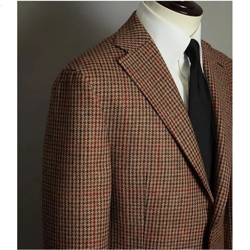 Mens checkered casual suit jacket Singlebreasted formfitting dinner jacket Business casual mini suit 251023