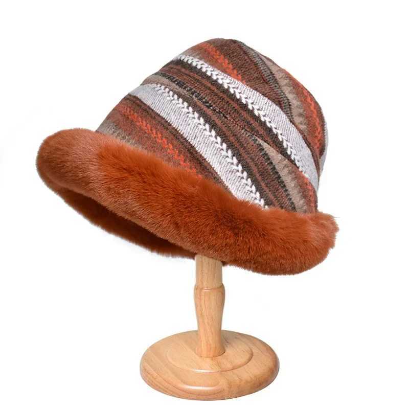 Women Bucket Hats Winter Ethnic Style Lady Fisherman Hat Female Fashion Plush Warm Windproof Earflap Panama Hat Caps for WomenL251024