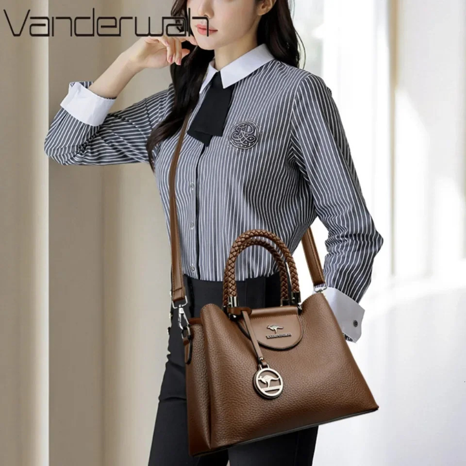 VANDERWAH 3 Layer Womens Handbags er Shoulder Crossbody Bags High Quality PU Leather Ladies Casual Tote Bag 251023