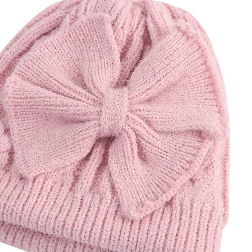 02Y Baby Knit Hat with Large Bow Soft Stretchy Winter Hat for Girls Boys Lightweight Warm Beanie for Christmas ThanksgivingL251024