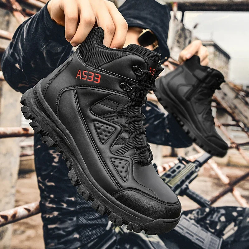 Basic Boots Men Tactical Boots Tactical Desert Combat Boots Work Safety Shoe Snow Leather Winter Zip Outdoor Casual Sneakers 251021