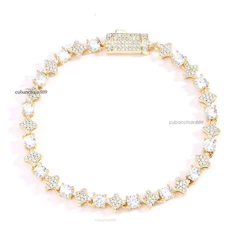 Hip hop jewelry bracelet necklaceWholesale Trendy Jewelry Sterling Sier Moissanite Cross Star Tennis Chain Bracelet for Men Parties