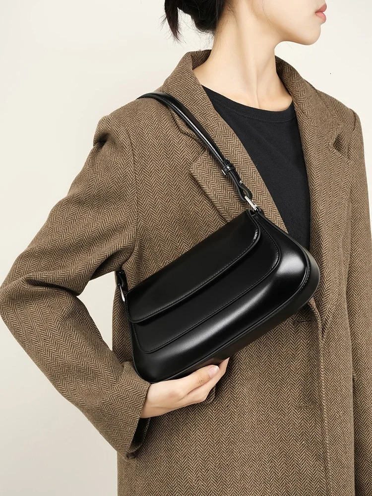 Fashion Women Crossbody Bag Genuine Leather Daily Shoulder Bag Ladies High Quality Underarm Saddle Bag for street shopping 251023