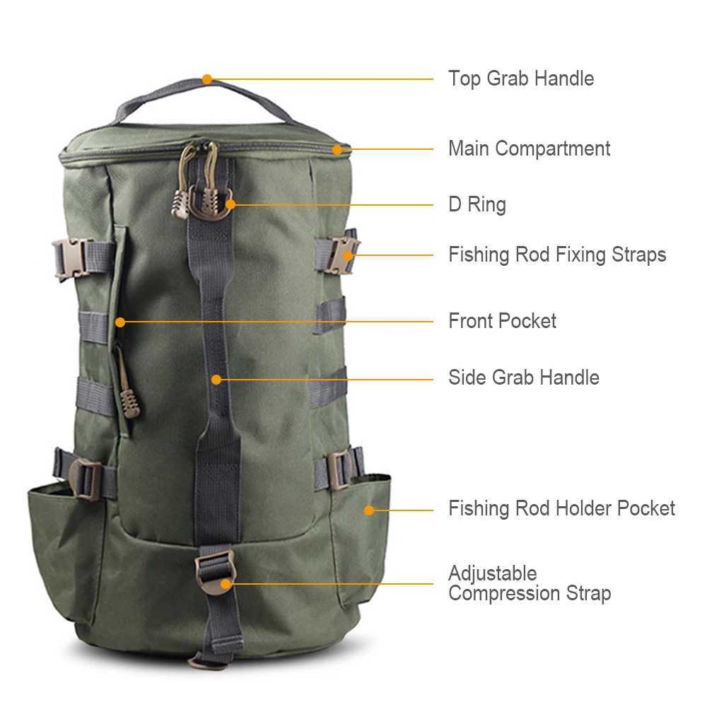 Multifunctional Large Capacity Fishing Backpack Outdoor Travel Camping Fishing Rod Reel Tackle Bag Shoulder Bag Luggage Bag J251024